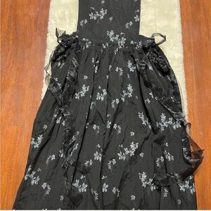 Black Floral Dress with White Blouse
